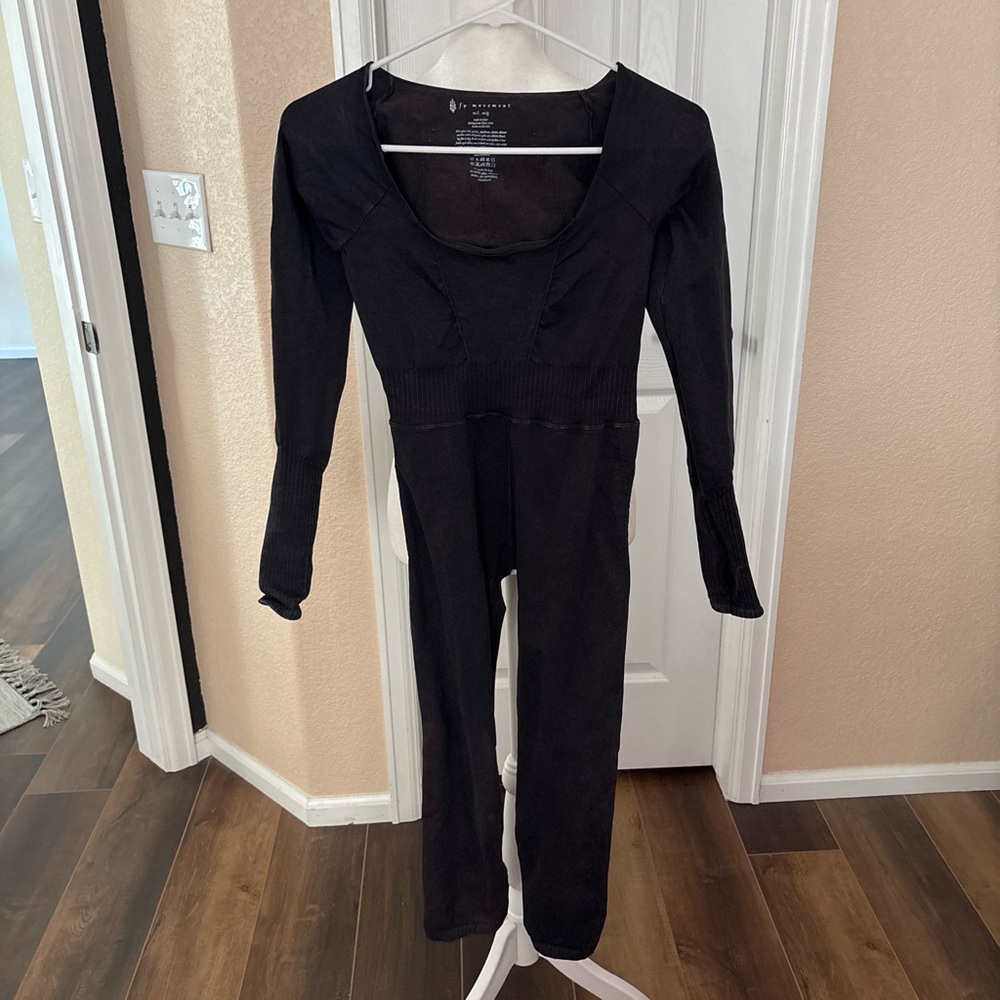 Seamless Black Women's Jumpsuit - Long Sleeve